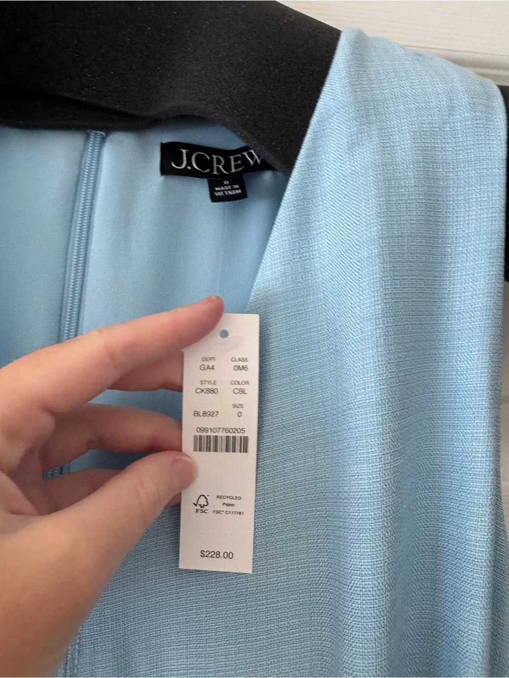 J. Crew Pale Blue V-Neck Belted Midi Dress